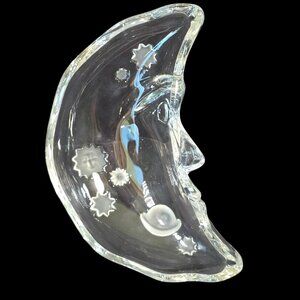 Studio Nova Crescent Moon Trinket Dish Stars Planets Sun Crystal Vintage Face